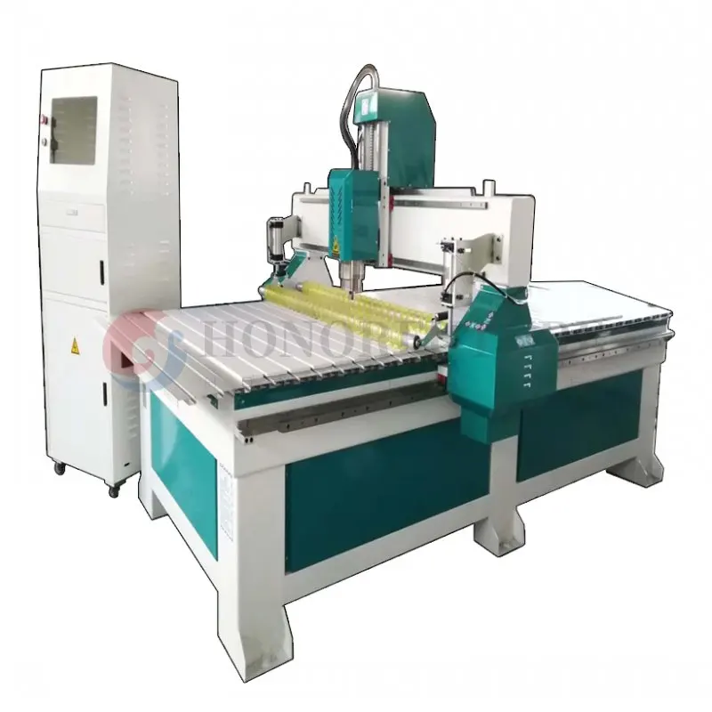 4 Axis Axis 3D Engraving Cutting Carving Machine 1325 Wood CNC Router Machine With Auxiliary Pressure Roller