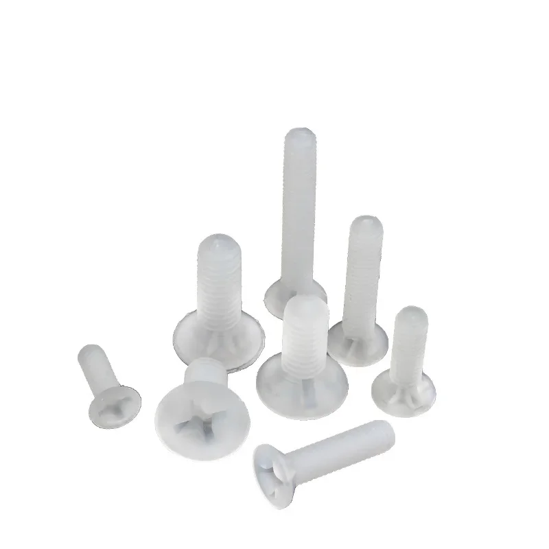 1000pcs/lot White Nylon Recessed Cross Head Screw Plastic Cross Bolt Countersunk Flat Head Screw M5x8/10/12/15/20/25MM