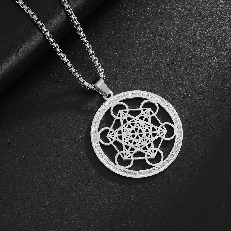 Solomon Flower of Life Chakra Spirituality Stainless Steel Necklace Archangel Sacred Geometry Metatron Necklace Pendant Jewelry