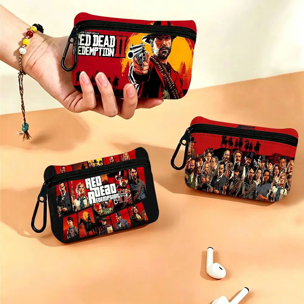 Game Red Dead Redemption 2 Oxford Fabric Zipper Pouch Lightweight Hanging Coin Wallet For Coins ID Cards Keys Lipstick Earbuds