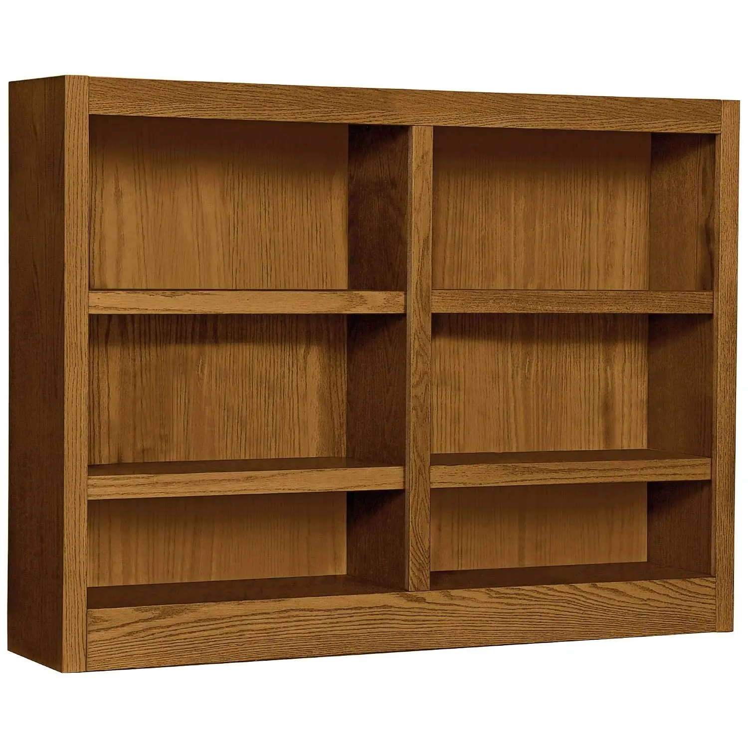 6 Shelf Double Wide Wood Bookcase 36 Inch Tall Storage Display Office Home Oak, Customized