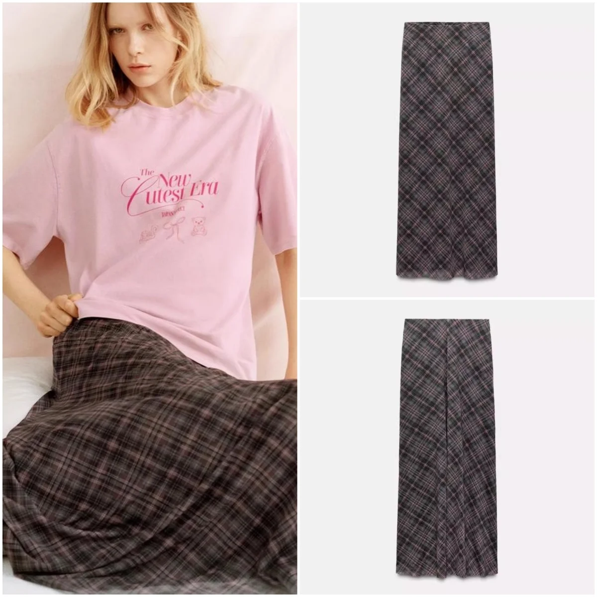 

Весенняя новая длинная юбка трапециевидной формы в стиле ретро с высокой талией, женская модная клетчатая шелковая сетка, прямая юбка длиной до пола, полиэстер...