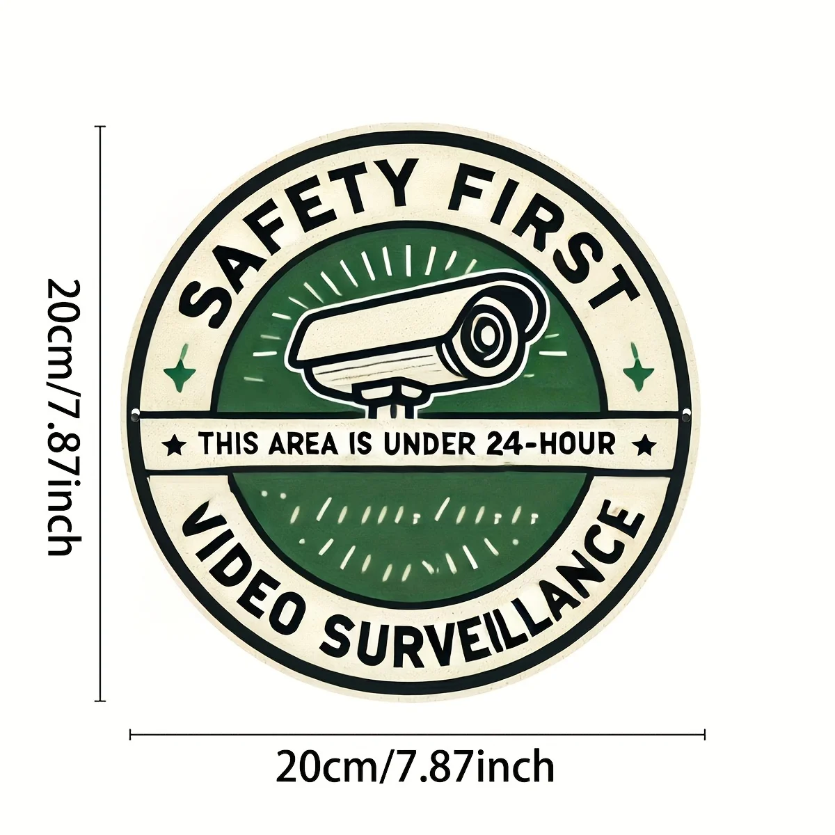 2D Flat, 1pc 8x8 Inch (20x20cm) Heavy-Duty Metal Security Warning Sign - 24/7 Video Surveillance Camera Alert with 24-Hour Recor