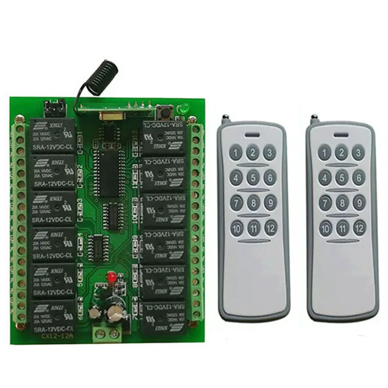 DC 12V 24V 10A 12 CH 12CH RF Wireless Remote Control Switch System Transmitter + Receiver/lamp/Garage Door/shutters/ window