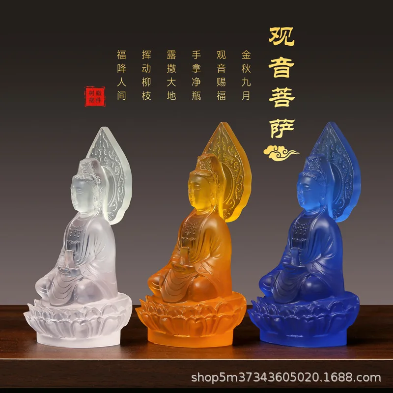 Guanyin Bodhisattva sits on the lotus Guanyin statue, water glazed living room, enshrines the Buddha net bottle, Guanyin  statue