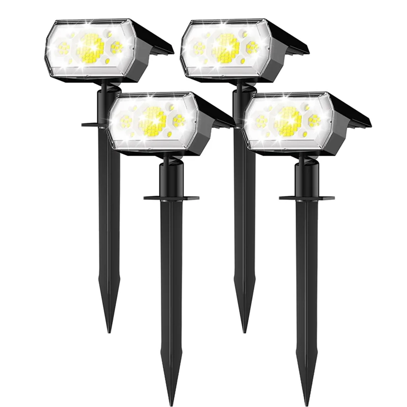 ABBO-Outdoor Waterproof Solar Spot Lights 2 In 1 Solar Powered Landscape For Outside Yard Garden Tree Lawn Pathway Cold Light