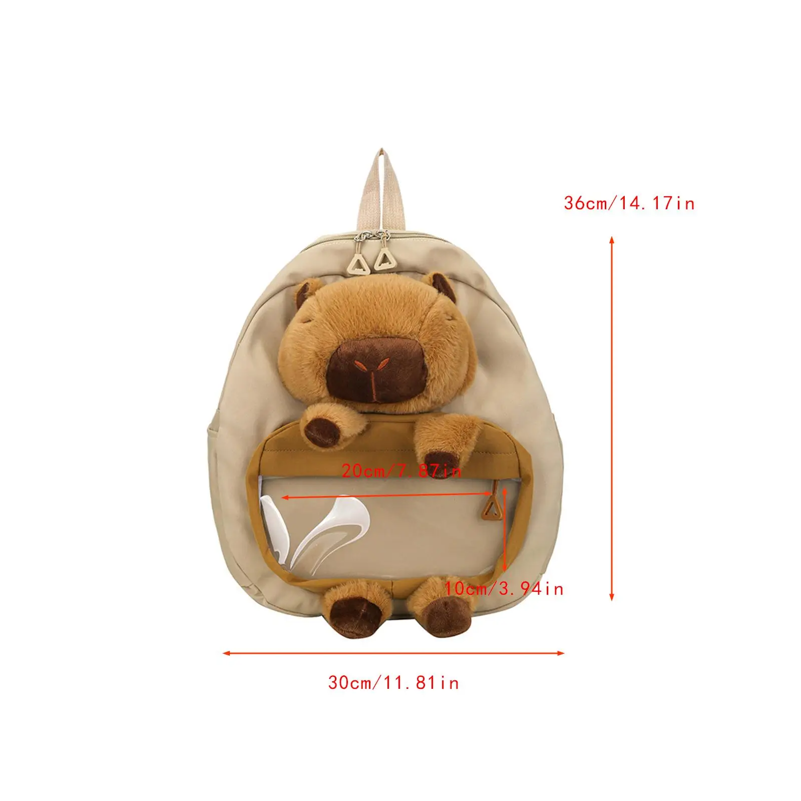 Capivara mochila moda engraçada com zíper suave adorável desenho animado animal de pelúcia