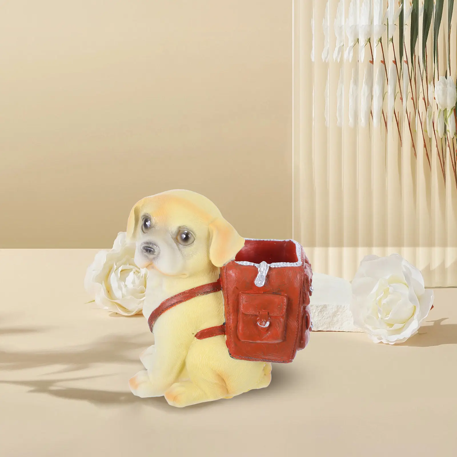 

Cute Resin Dog Pen Holder for Desk Unique Puppy Pencil Organizer Funny Animal Desktop Accessory Home Office Decor