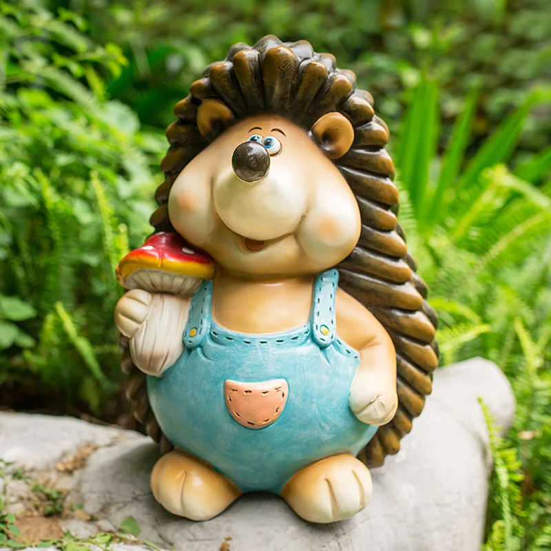 

Hand Paint Blue Purple Resin Hedgehog Statues Big For Home Garden Yard Lawn Decoration Countryside Animal Sculpture Figurines