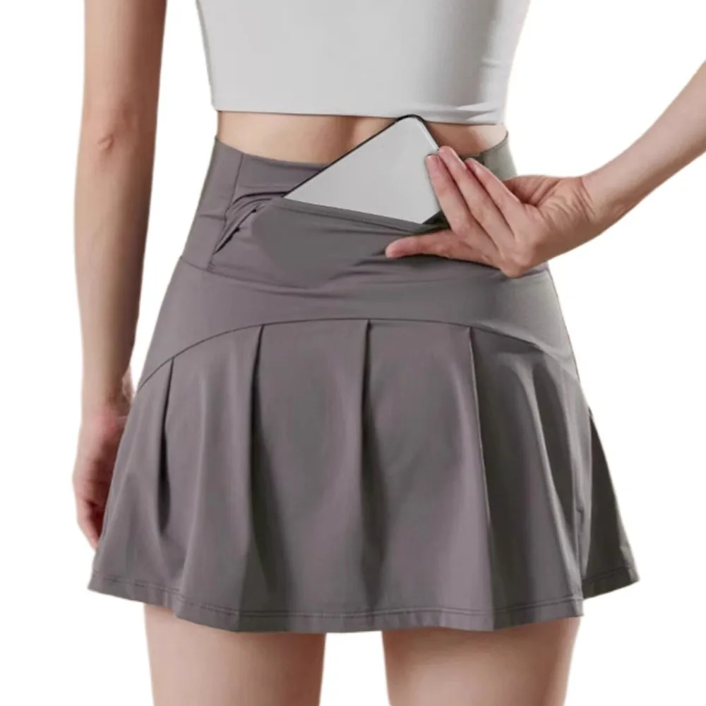 

Anti Glare Pleated Tennis Skirt Quick-Drying Double Layer High Waisted Golf Skirts with Lining Dress Yoga Sport Skirt Tennis