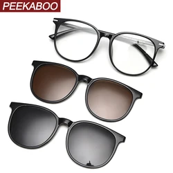 Peekaboo Magnetic Clip On Sunglasses Polarized Men Fashion TR90 Square Sun Glasses UV400 Women Black Grey Unisex 2024 Gift