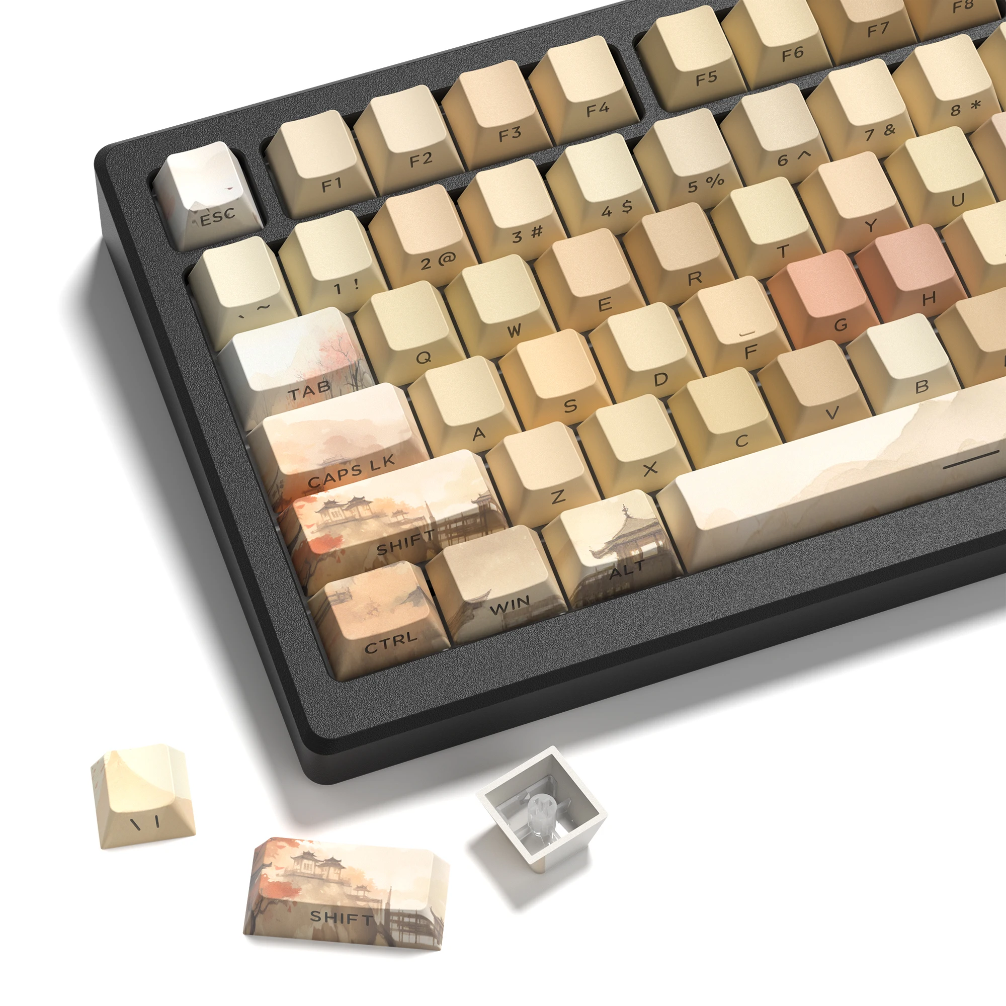

130+ клавиш, ретро-клавиши PBT с подсветкой, профиль Cherry, сублимационная печать, для механических клавиатур Cherry MX Gamer