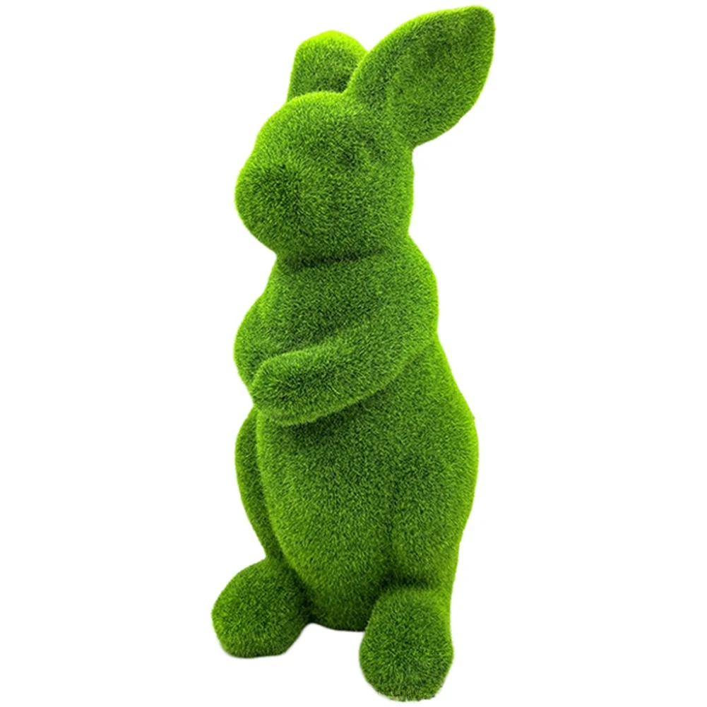 Easter Garden Easter Rabbit Statue Flocked Resin Decor Easter-themed Design Velvety Texture Long-lasting Resin
