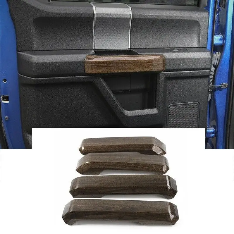 

Wood Grained Car Interior Door Handle Cover Trims For Ford F-150 2015-2019