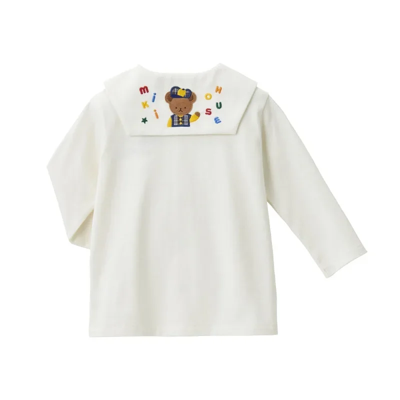 Children\'s Long Sleeved Shirts Cute Little Bear Letter Embroidery  Shirt Lining Blouses Baby Girl Clothes  Blouse for Girls