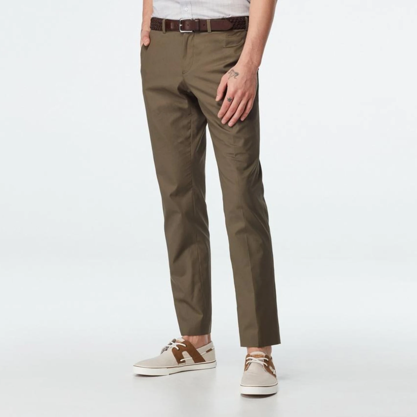 Men Lightweight Cotton Spandex Chinos Athletic Fit Tapered Leg Muscle Pants Summer Breathable Casual Stretch Slim Fit Trousers