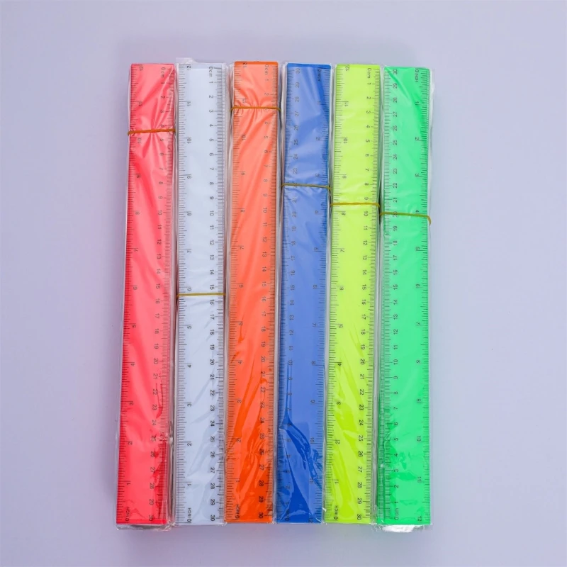 6Pcs 12Inch Clear Rulers, Math Drawing Ruler with Inches and Centimeters Scale
