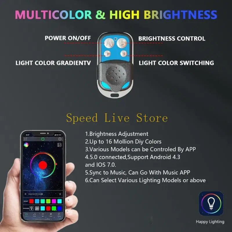547C 4pcs/set Colorful Chassis Lights with Various Flashing Modes for Car Enthusiasts
