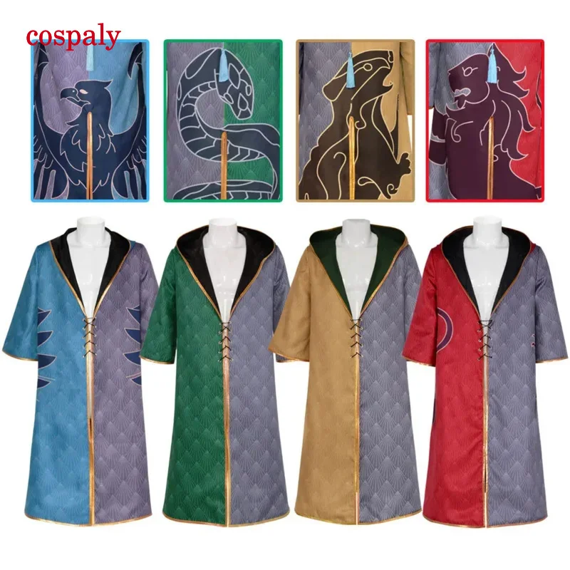 A House Fanatic School Robe Wizard Witch Cosplay Men Costume Game Legacy Magic Academy Roleplay Halloween Fancy Dress