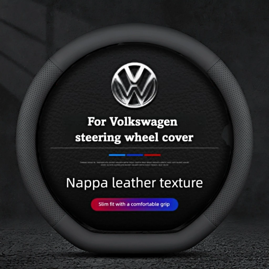 Neu für Volkswagen VW Tiguan, Atlas, ID.4, Taos, Golf, Passat, Jetta, Polo, Beetle, Touareg usw. 38cm/15" Leder-Lenkradbezug