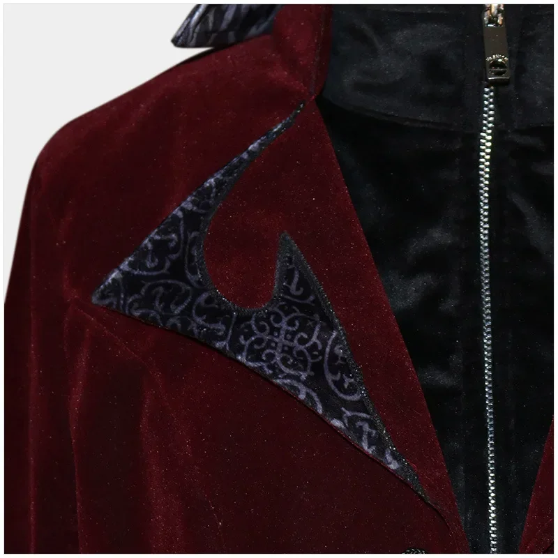 Medieval Cosplay Costume Men Corduroy Steampink Jacket Coat Embroidery Gentlman Tailcoat Tails Winter Jacket Gothic