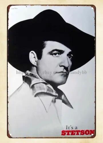 PA native Tom Mix became Stetson ten gallon hat metal tin sign home wall