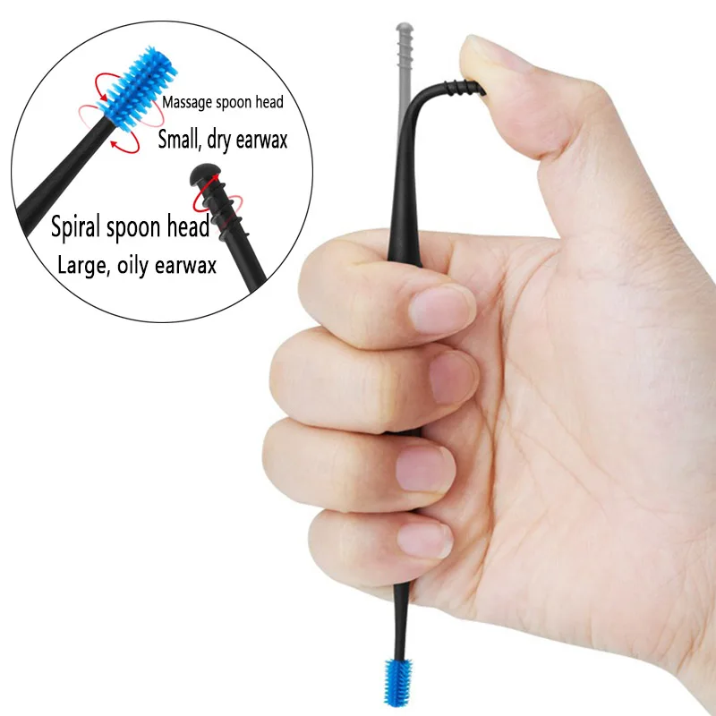 Soft Silicone Ear Pick Double-ended Ear Cleaner Spoon Cleaner Wax Removal Tool Ear Spoon Reusable Earscoop Rod EBHL007