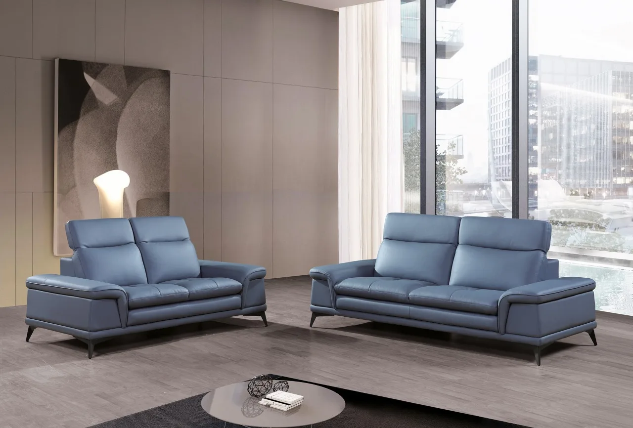 Modern European Style 123-Seater Genuine Leather Sofa Couch for Living Room Cooling Feature Sponge Filling for Apartment