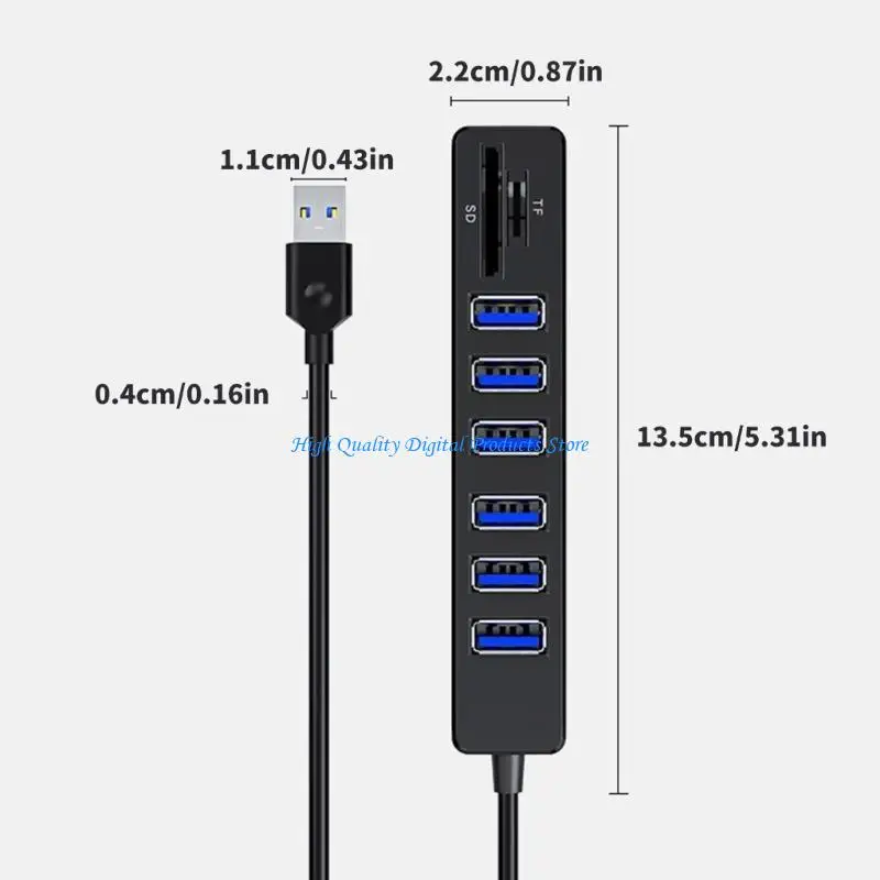 U2JE 8 PORT USB 2.0 Hub e Card Reader para compartilhamento rápido arquivos para teclado laptop para PC