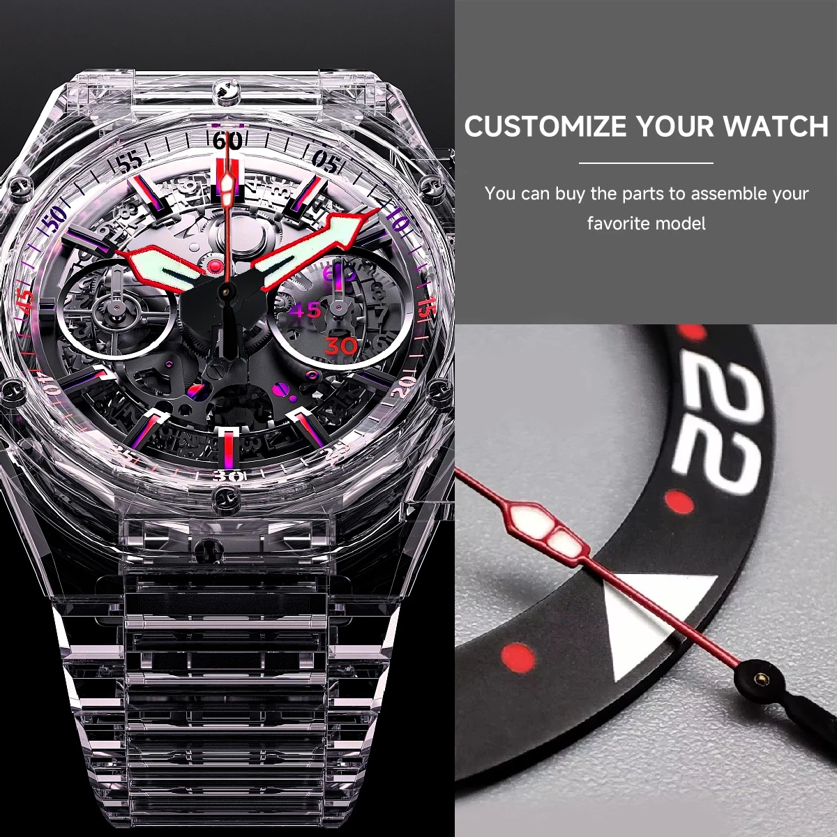 يد ساعة مضيئة للحركة ، إكسسوارات معدلة ، مرسيدس ، ثواني ، تناسب NH35 ، NH36 ، 4R