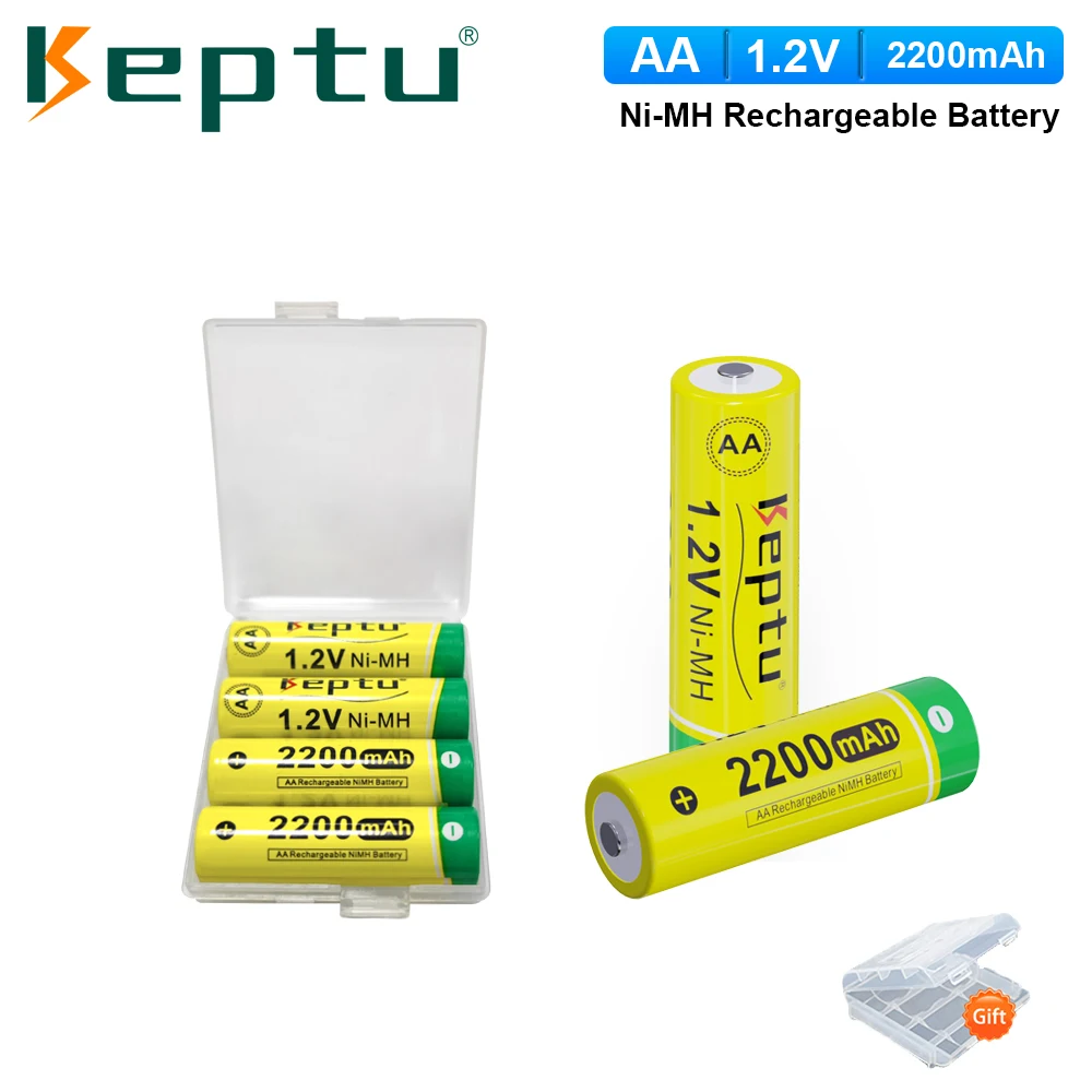 KEPTU Batteria Ni-MH ricaricabile AA NiMH 1.2V 2200mAh Batterie precaricate AA Batterie a bassa autoscarica + Caricatore LCD
