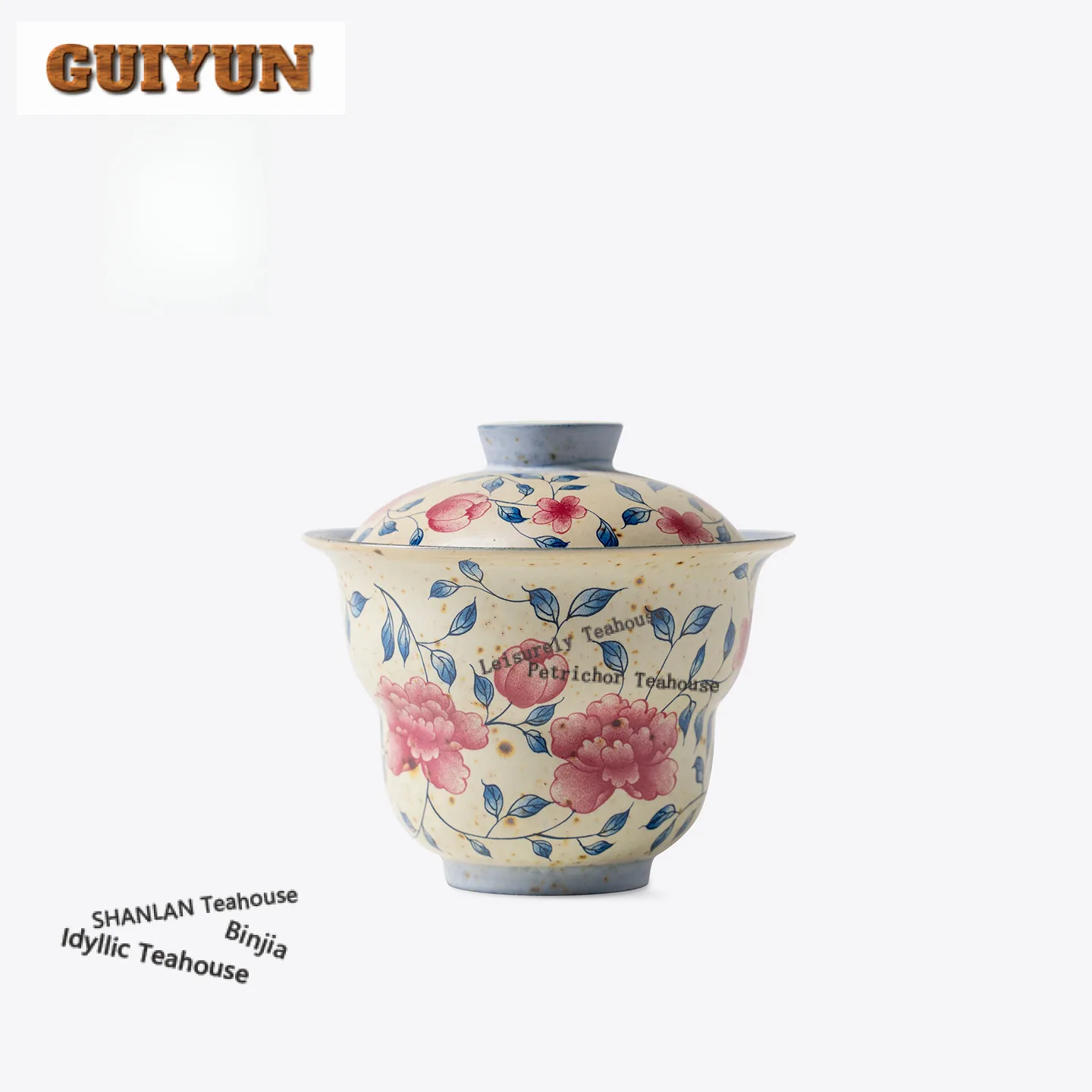 110ml Decal Interlocking Peony Branch Gaiwan Vintage Tea Tureen Tea Bowl With Lid Kit Tea Maker Cover Bowl Cha Accessories Gift
