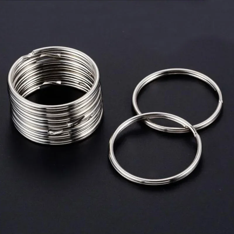 200/100pcs Stainless Steel Key Ring Key Chain 25mm Round Flat Round Split Keychain Polished Metal Blank Circle For DIY Findings