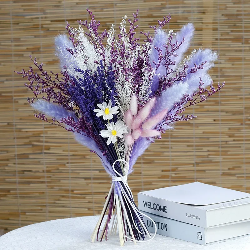 Natural Phragmites Dried Flowers Bouquets Fluffy Pampas Grass Bunny Tail Wedding Arrangement Decoration  Boho Home Fall Decor