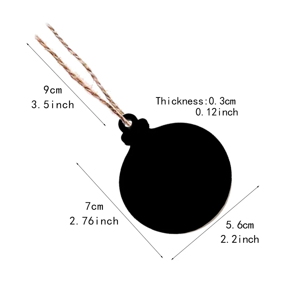 10Pcs Double-Sided Mini Blackboard Wooden Chalkboard with Rope for Memo Reminder Gift Tag Christmas Ball Ornament DIY