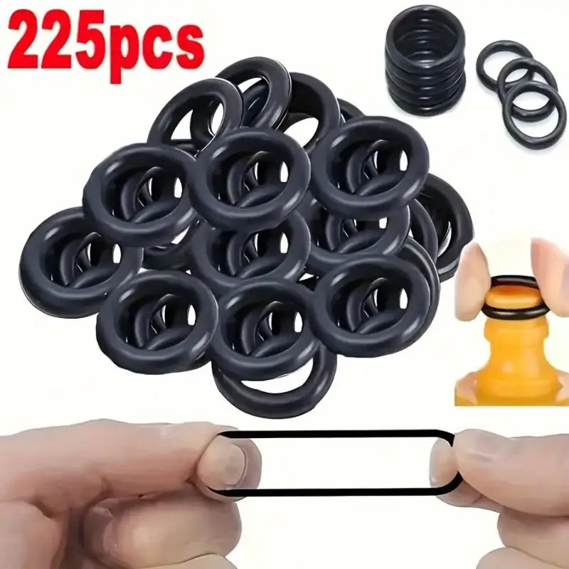 225Pcs Black Rubber O‑Ring Washer Seal Kit 18 Sizes For Faucet Hose Valve Connection