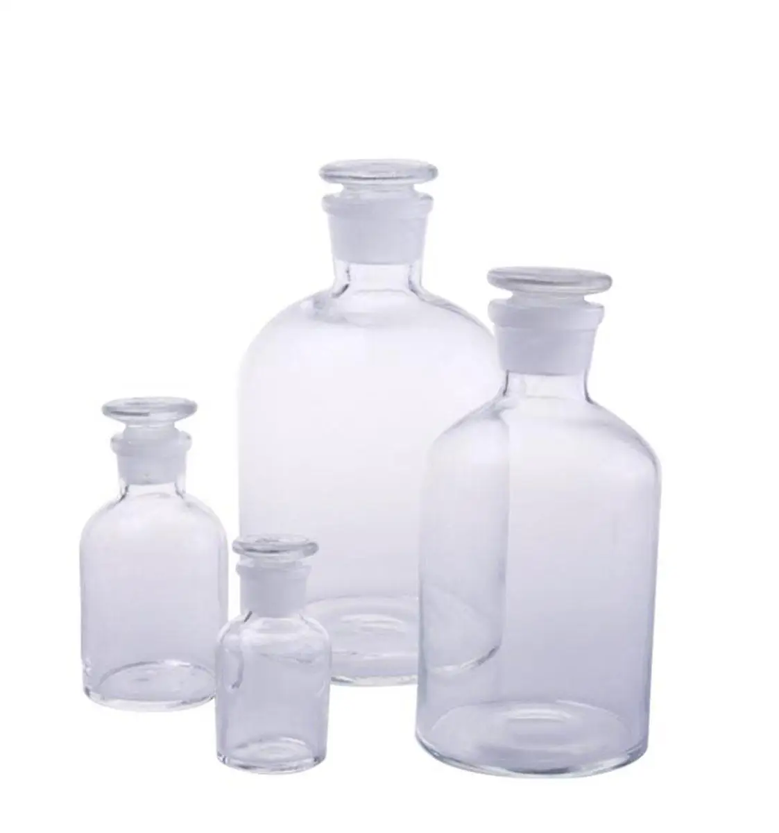 30ml/60ml/125ml/500ml/1000ml/2500ml Glass Reagent Bottle Ground-in Glass Stopper Narrow Mouth Transparent