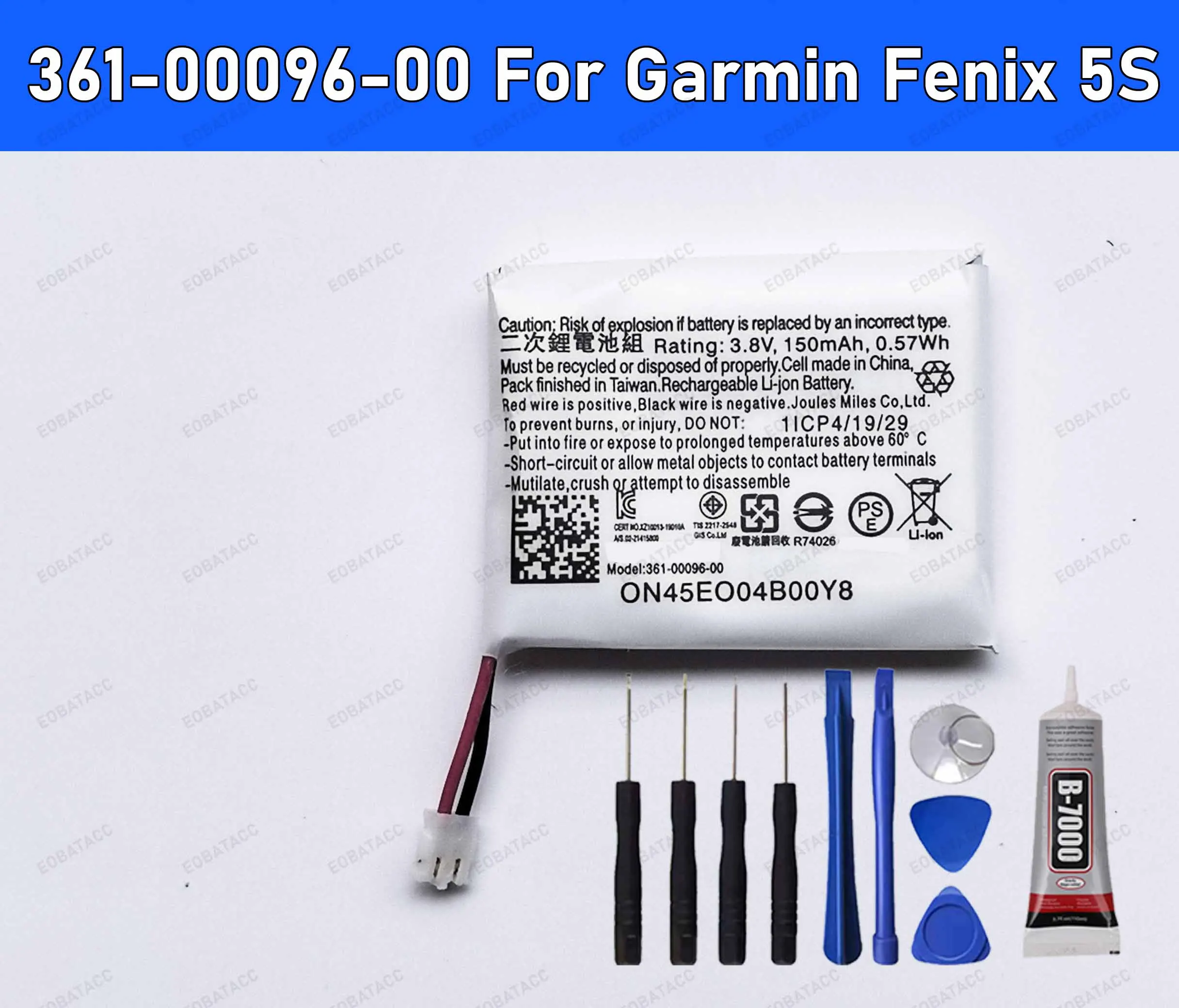 

100% New High Quanlity Replacement Battery 361-00096-00 For Garmin Fenix 5S Replacement Batteries+Free Tools