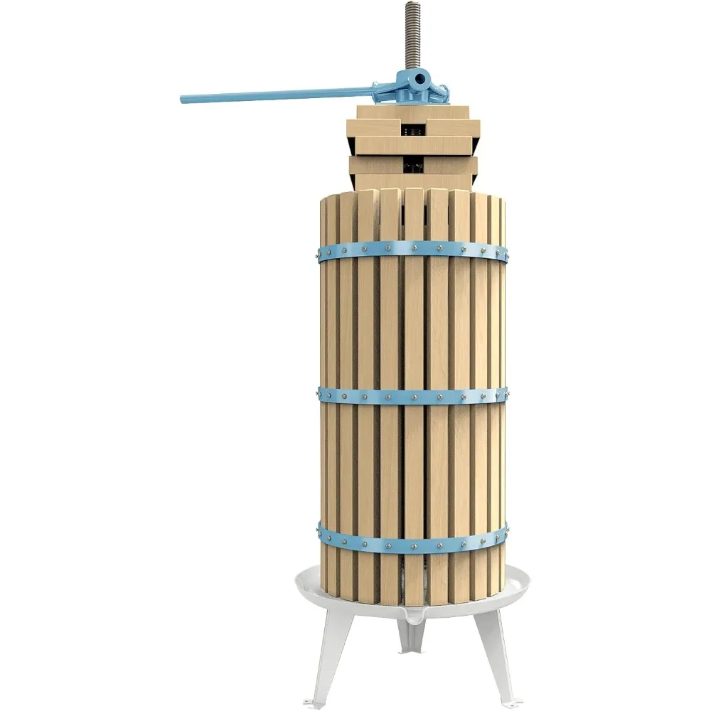 

XL Fruit Apple Cider Wine Classic Press-Blue-7.9 Gallon/30L-Solid Wood Basket-Vintage traditional juicer-Pole Handle Bar for Ju