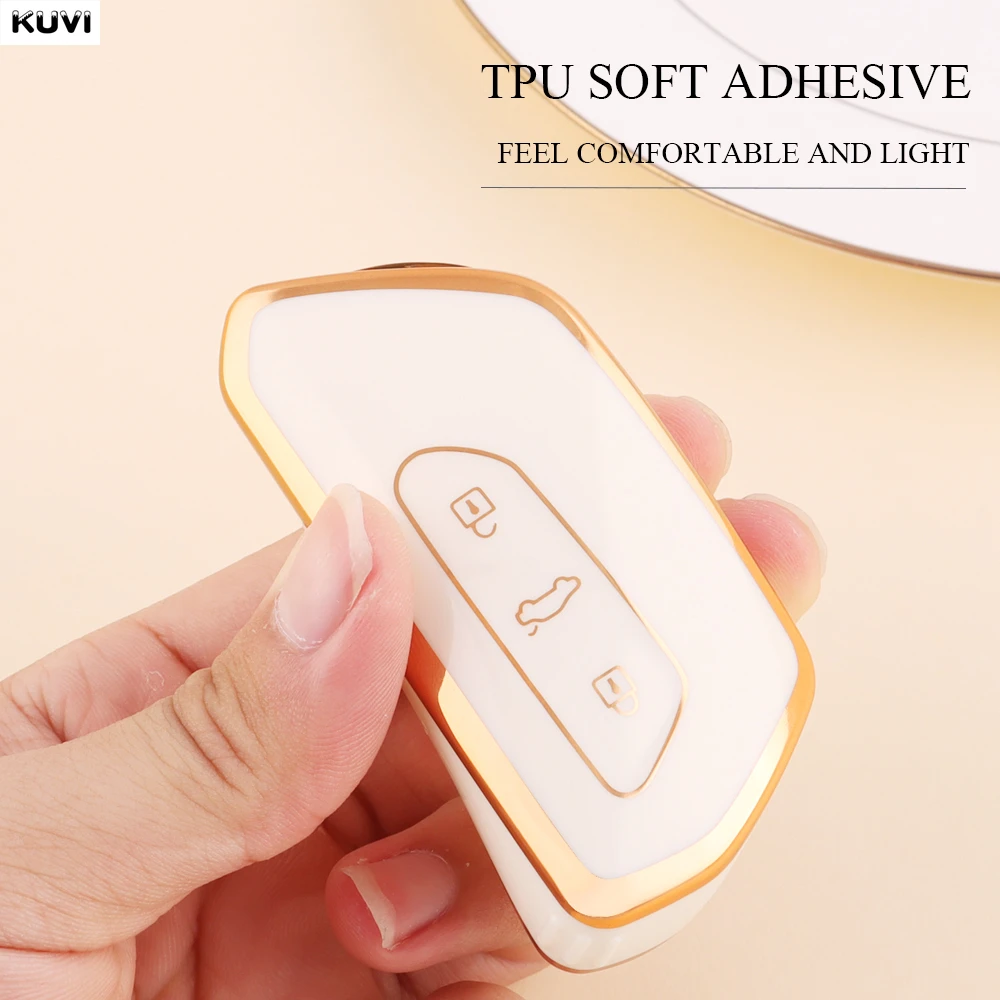 حافظة مفاتيح السيارة من البولي يوريثان غطاء شل فوب لسيارة Volkswagen VW Golf 8 MK8 ID-4 ID-6 لسكودا اوكتافيا A8 لمقعد ليون FR MK4 Cupra #4