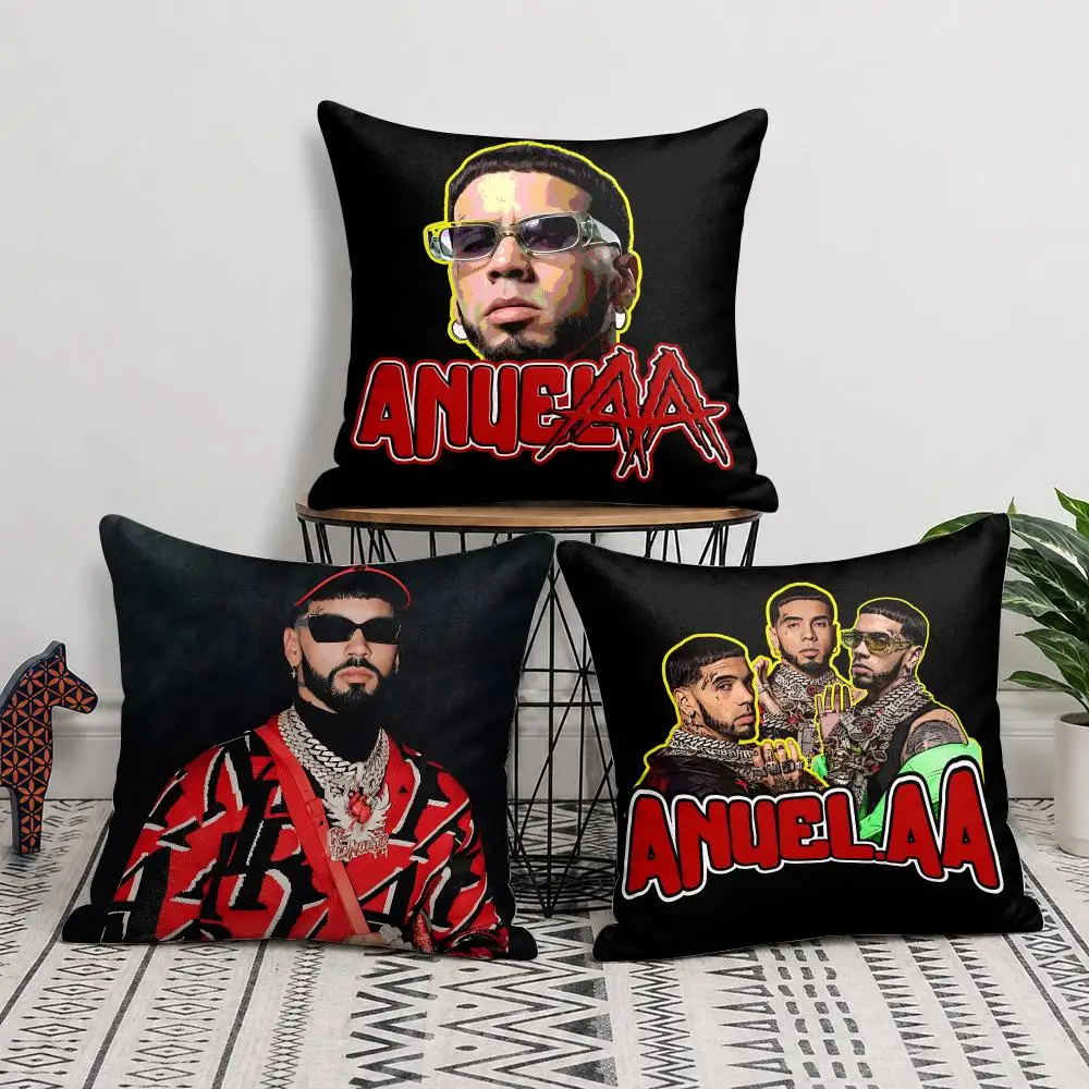 Singer A-Anuel AA Rap Cushion Cover Silky Short Plush Invisible Zipper Dustproof Sofa Pillow Case For Home Decor