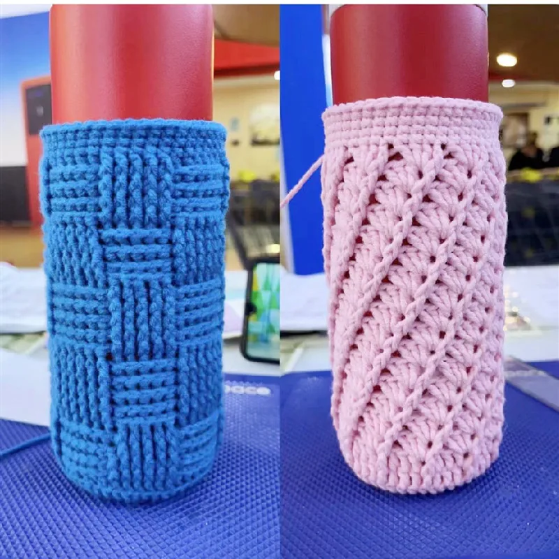 

2pcs/Anti scald and anti drop water cup cover, hand woven beautiful pattern, water cup protection bag, handbag, crossbody bag