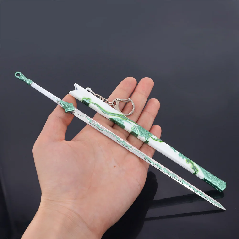 Sword and Fairy 7 Yue Qingshu Cyan Sea Swords Keychain Game Keychain Swords Butterfly Knife Katana Weapon Model Toy for Children