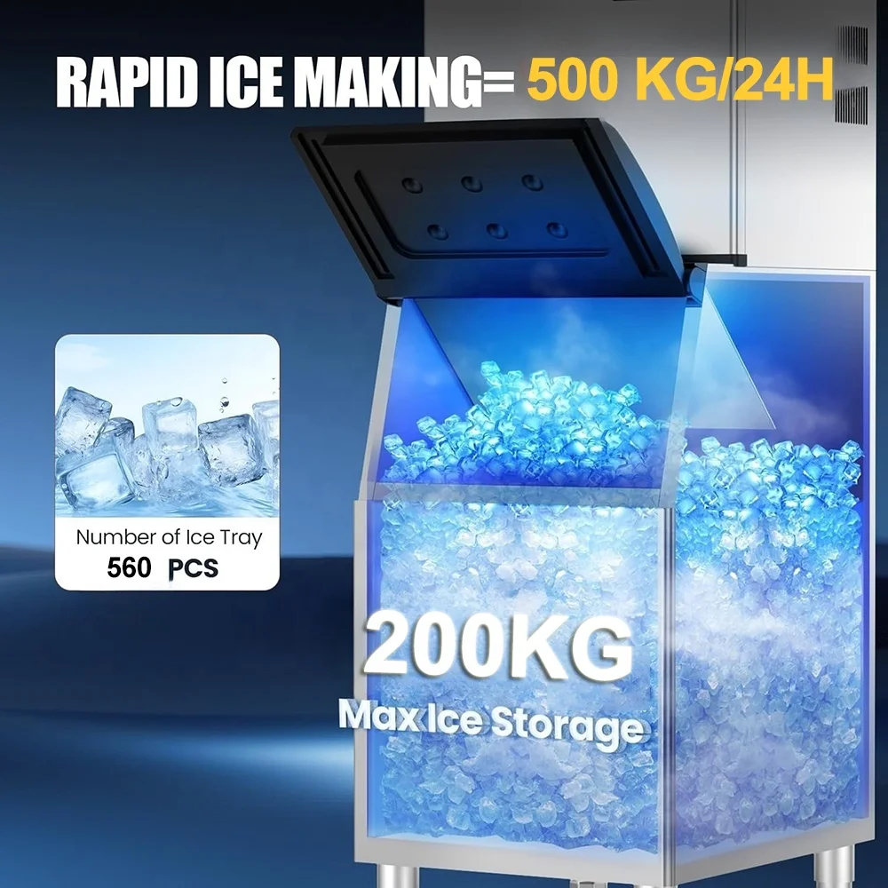 Hot-selling 500kg crescent ice machine, with pump solid less melting blockage