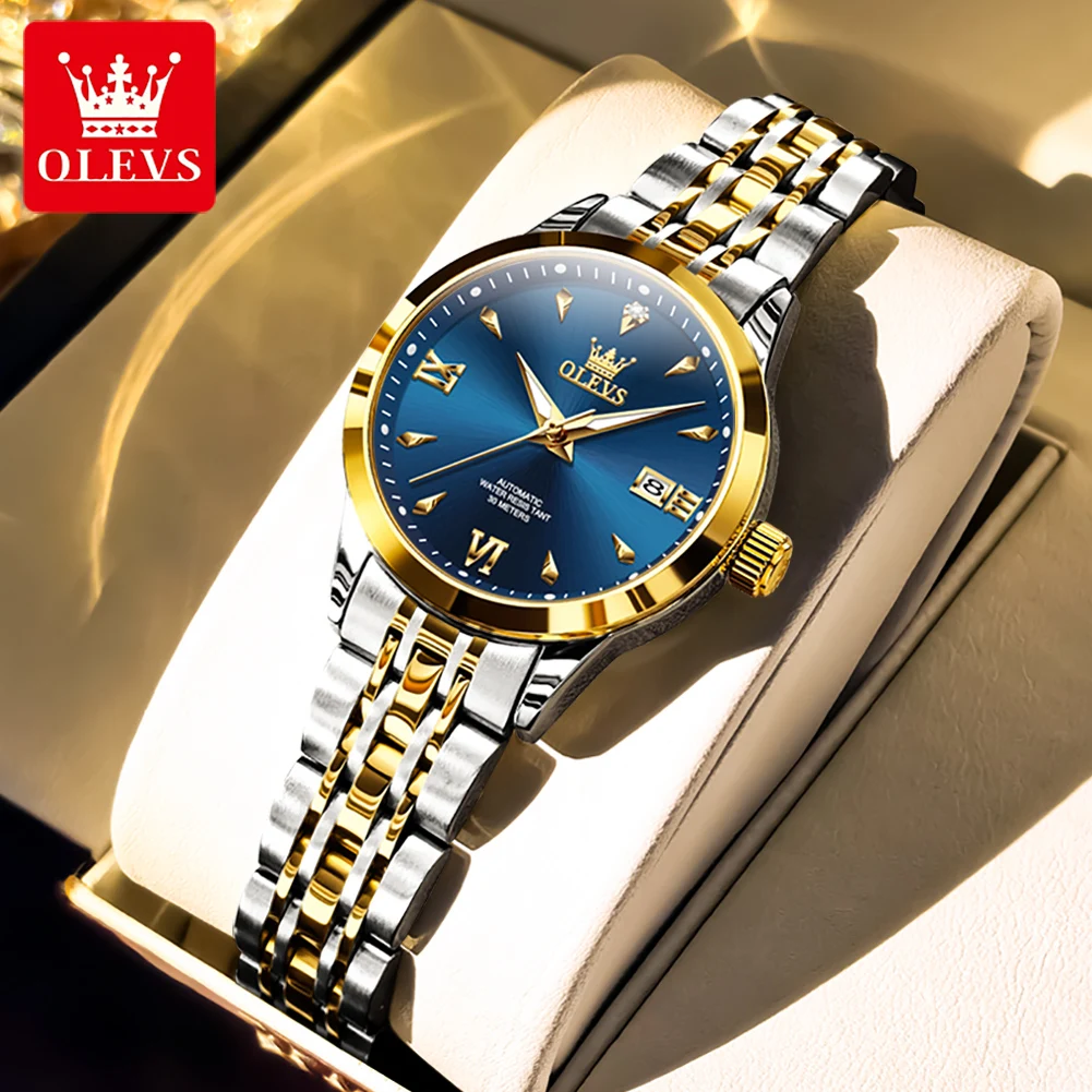 

OLEVS 9956 Классические модные женские часы Простая дата Водонепроницаемые светящиеся автоматические механические часы Элегантные оригинальные часы