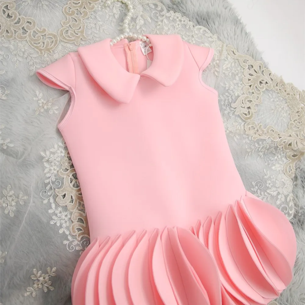 2024 New Cute Toddler Easter Pink One-piece Wedding Brithday Party Short Children Dresses Kid Clothes For Girls Costume Sukienka