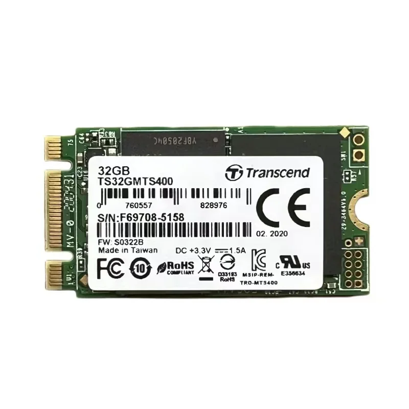 Solid State Drive com Independente e Cache, Novo SSD NGFF, 32GB, 2242, Protocolo SATA3, M2, MLC, TS32GMTS400