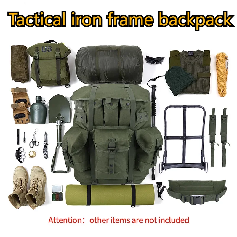 

70L Tactical Iron Frame Backpack Outdoor Camping Camping Hiking Combat Large Capacity Backpack