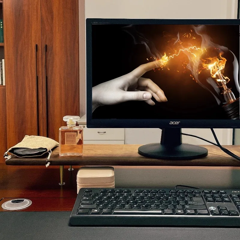 Wooden Monitor Stand Modern Elevated Desktop Storage Pad Multifunctional Luxury Side Table Bedroom Computer Tables Furniture