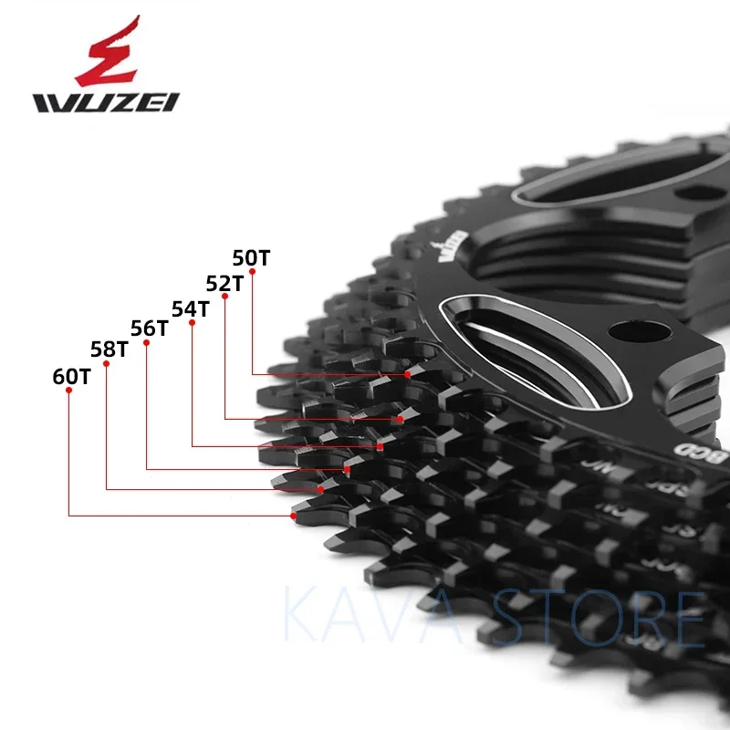 WUZEI 110/130 BCD 50/52/54/56/58/60T Road Bike Chainwheel Folding Round Narrow Wide Sprockets AL7075 Bicycle Chainring